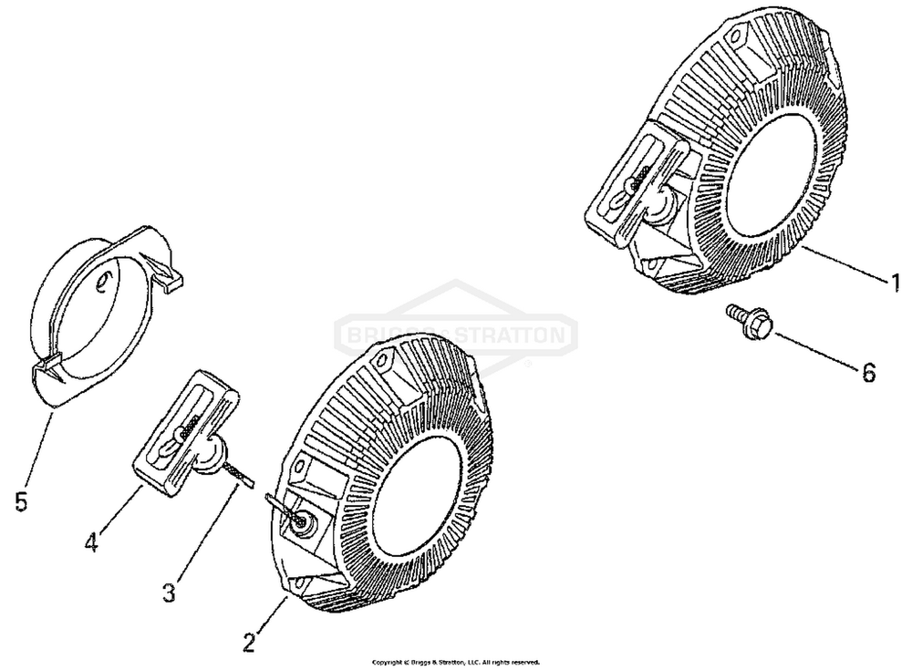 Recoil Starter Diagram and Parts List for 1504-2  Briggs and Stratton Generator